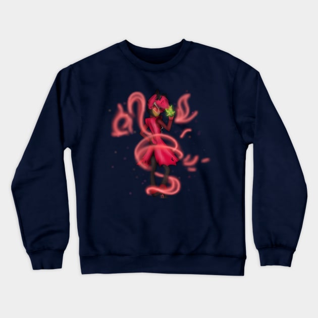 A deal in the making - Alastor The Radio Demon Crewneck Sweatshirt by Thehazbeansky1